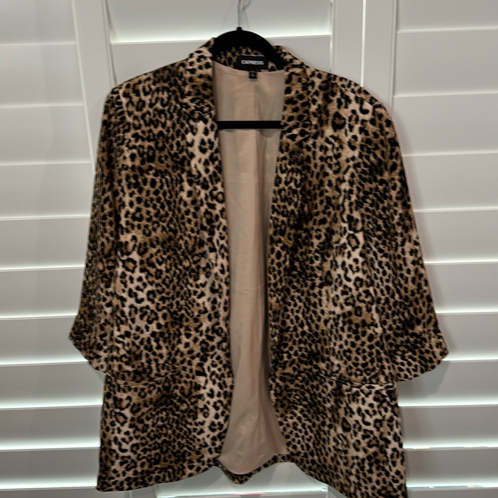 Leopard boyfriend blazer